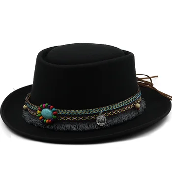 Классическая шерстяная мягкая фетровая шляпа для пирога со Свининой, Фетровая шляпа для мужчин и женщин, Осенне-зимняя шерстяная шляпа с изогнутыми полями