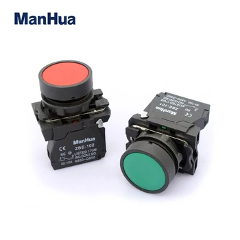ManHua XB5-AA42 красный и XB5-AA31 зеленый 22 мм Плоские электрические цепи кнопочный переключатель управления пружинный возврат