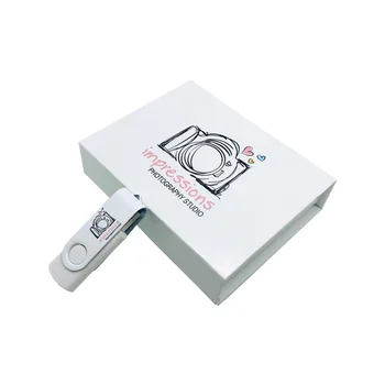 Новый Бесплатный Пользовательский Цветной Студийный логотип Белый Металлический Зажим USB2.0 Флэш-накопитель 4 ГБ 8 ГБ 16 ГБ 32 ГБ 64 ГБ Memory Stick и Белая коробка