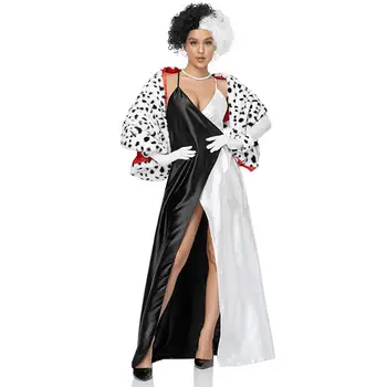 Черно-белое длинное платье на Хэллоуин, Сексуальное женское платье, платье на подтяжках для ролевых игр, Вечернее платье