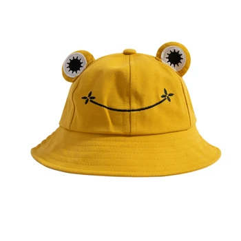 Шляпа-ведро с лягушкой для женщин, детей и родителей, Летняя шляпа для девочек, Панама для мальчиков, Солнцезащитный крем для рыбалки на открытом воздухе, Женские шапочки Gorro