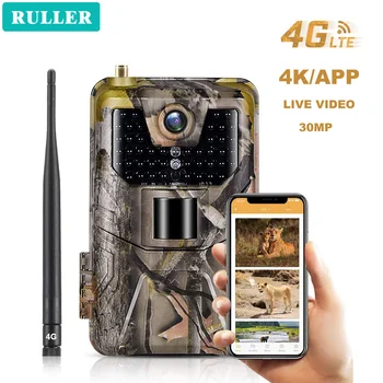 RULLER 30MP 4K 4G Открытый Охотничий маршрут Видео в реальном времени Водонепроницаемая Игровая камера IP66 Приложение для мониторинга дикой природы и фермы Облачный сервис PIR 20