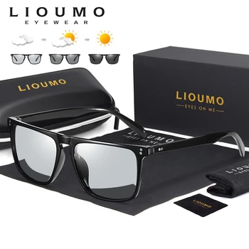 Новые Фотохромные солнцезащитные очки Для Мужчин, Поляризованные солнцезащитные очки для вождения, Квадратная оправа с заклепками, женские очки с защитой от UV400
