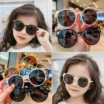 Винтажные милые детские солнцезащитные очки с кошачьими ушками уникального дизайна для мальчиков и девочек, легкие солнцезащитные очки с защитой от ультрафиолета для маленьких детей