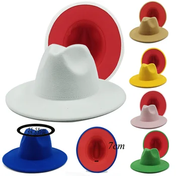 фетровые шляпы с красным низом, мужская кепка, джазовые шляпы, Ковбойская шляпа для женщин и мужчин, двусторонняя цветная кепка, цилиндр, Оптовая продажа 2022