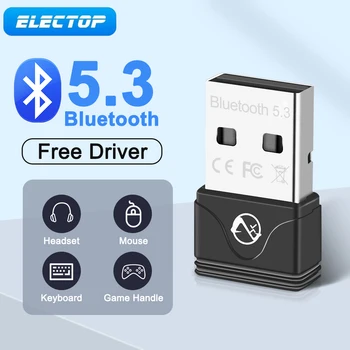 Адаптер ELECTOP USB Bluetooth 5.3, передатчик ключа Bluetooth 5.0 для наушников, клавиатуры, динамика, окна ПК, 11/10/8.1 Адаптер