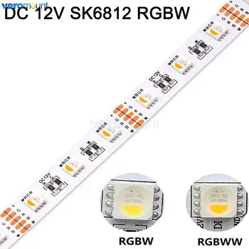 5 М DC 12 В 4 в 1 SK6812 RGBW светодиодная лента 60 светодиодов/м 5050 SMD Гибкий светодиодный светильник IP20 IP65 IP67 Белый/Черный PCB 1 IC управляет 3 светодиодами