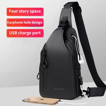 Мужская нагрудная сумка, сумка на одно плечо, Спортивная нагрудная сумка Большой емкости, Мужская USB-зарядка, водонепроницаемая сумка через плечо