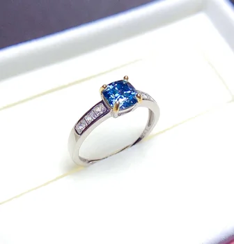 Синее кольцо с драгоценным камнем Муассанит на подушке для женщин, ювелирные изделия, Обручальное кольцо из стерлингового серебра 925 пробы, подарок на День рождения, Новый Год