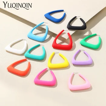 Корейские геометрические треугольные серьги-кольца для женщин, большие разноцветные серьги из смолы, женские геометрические крупные ювелирные изделия, подарки для вечеринок