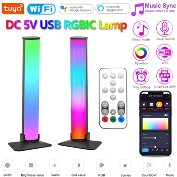 Tuya Wifi 5V USB RGB LED Музыкальный Ритм Окружающий Цифровой Свет ТВ/ПК Игровая Лампа Бар Приложение/Голос/Пульт Дистанционного Управления для Alexa Google Home