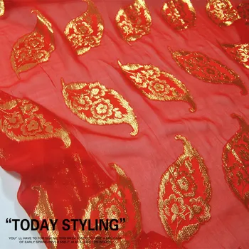 Мусульманская Восточная Кантри Оригинальная Шелковая Металлизированная Ткань GGT Красного Цвета для Костюма Женская Одежда Вуаль