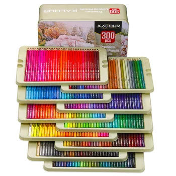 Новый 300-цветной набор маслянистых цветных карандашей artist soft core bright color coloring sketch pencil для взрослых начинающих