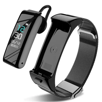 Новый B6 2 В 1 Смарт-Браслет Bluetooth Наушники Цветной Экран Спортивный Браслет Голосовой Вызов Мониторинг сердечного Ритма Сплит Смарт-Часы для Мужчин