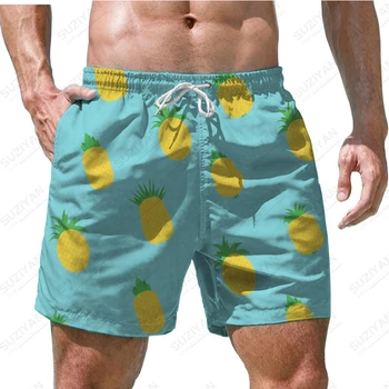 Забавные Гавайские пляжные шорты с 3D принтом зеленого растения, Мужские спортивные повседневные пляжные шорты, Модные шорты для бега, дышащие, Плюс Размер