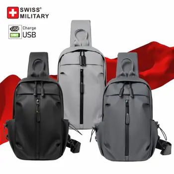 Швейцарская ВОЕННАЯ Новая Мужская нагрудная сумка, Модная Водонепроницаемая однотонная сумка через плечо, спортивная сумка на открытом воздухе, сумки через плечо для мужчин