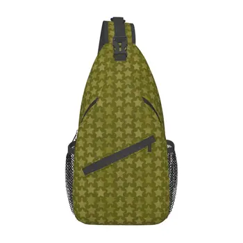 Сумка-слинг Green Star для женщин и мужчин, сумки через плечо со звездным принтом, Повседневный рюкзак-слинг, нагрудная сумка для путешествий, походов на открытом воздухе