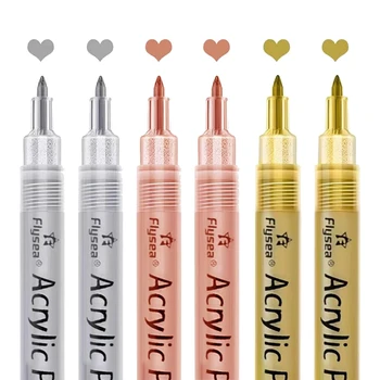 Акриловые ручки для рисования - Ручки для рисования золотом, серебром и розовым золотом, металлические маркеры, набор ручек для рисования металлизацией на водной основе