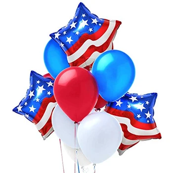 1 комплект 12-дюймовых Латексных воздушных шаров, Американский Национальный День США, Красные, Синие, Звездные Шары для Вечеринки, Воздушные шары 74, Украшение для Вечеринки по случаю Дня Рождения, Воздушные шары