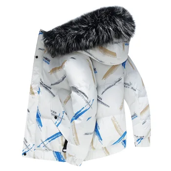 Модное хлопковое пальто с камуфляжным принтом и большим меховым воротником, зимняя мужская теплая стеганая куртка, парки, Повседневная Свободная ветровка, верхняя одежда