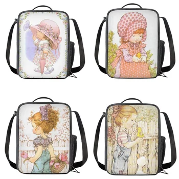 Персонализированная сумка для ланча для девочек с рисунком Каваи Сары Кей, детская портативная коробка для ланча, Термоизолированные принадлежности для пикника, женские принадлежности для улицы