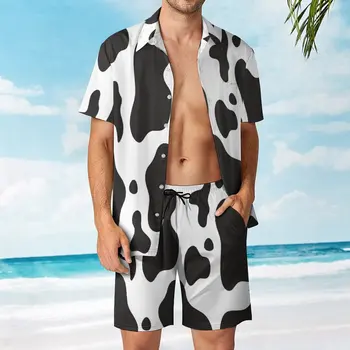 Мужской пляжный костюм из коровьей КОЖИ с принтом коровы, креативный костюм из 2 предметов, Высококачественный костюм для бега, Размер США