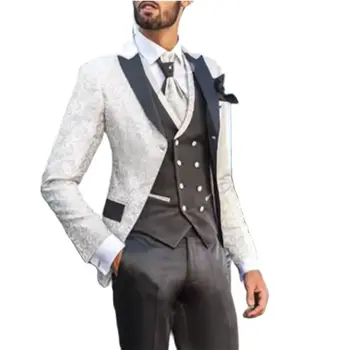 Высококачественные Мужские костюмы на заказ, одежда для жениха, Свадебные смокинги, три предмета, лучший мужской блейзер для выпускного вечера (куртка + жилет + брюки)