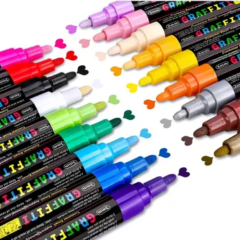 Акриловые ручки для рисования, 18 цветов, акриловые фломастеры, ручки для рисования, Производители красок для камней, стекла, ткани, холста -Художественные принадлежности для рукоделия