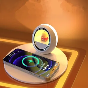 Беспроводное зарядное устройство для мобильного телефона, Маленькая ночная лампа, многофункциональная быстрая зарядка, Настольная лампа для беспроводной зарядки 