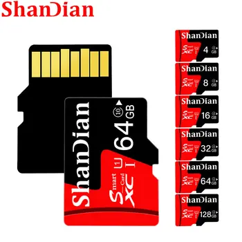 SHANDIAN Mini Smart SD Card Red 64GB Class 6 с кард-ридером Подходит для мобильных телефонов и фотоаппаратов Карты памяти реальной емкости