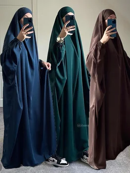 Мусульманские Женщины Eid С Капюшоном, Цельный Джилбаб, Длинный Химар, Платье-Хиджаб, Одежда Для Молитвы, Абайя, Платье для Рамадана, Абайя, Исламская Одежда, Никаб