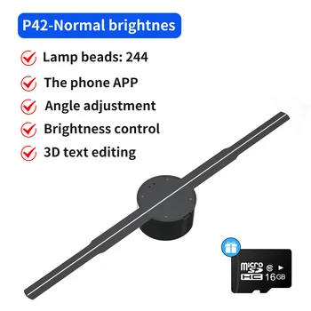 P42 Обычная яркость 3D Голограмма Проектор Вентилятор 244 светодиодных Бусины Знак Рекламный дисплей Голографическая лампа Рекламная машина